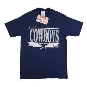 Vintage 90s NFL Dallas Cowboys Football Single Stitch Navy T-Shirt Size M NOS
